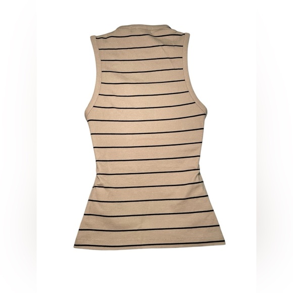 WeWoreWhat Ribbed Jersey Tank Top Tan Black Stripe Size Large NWT - Picture 3 of 6